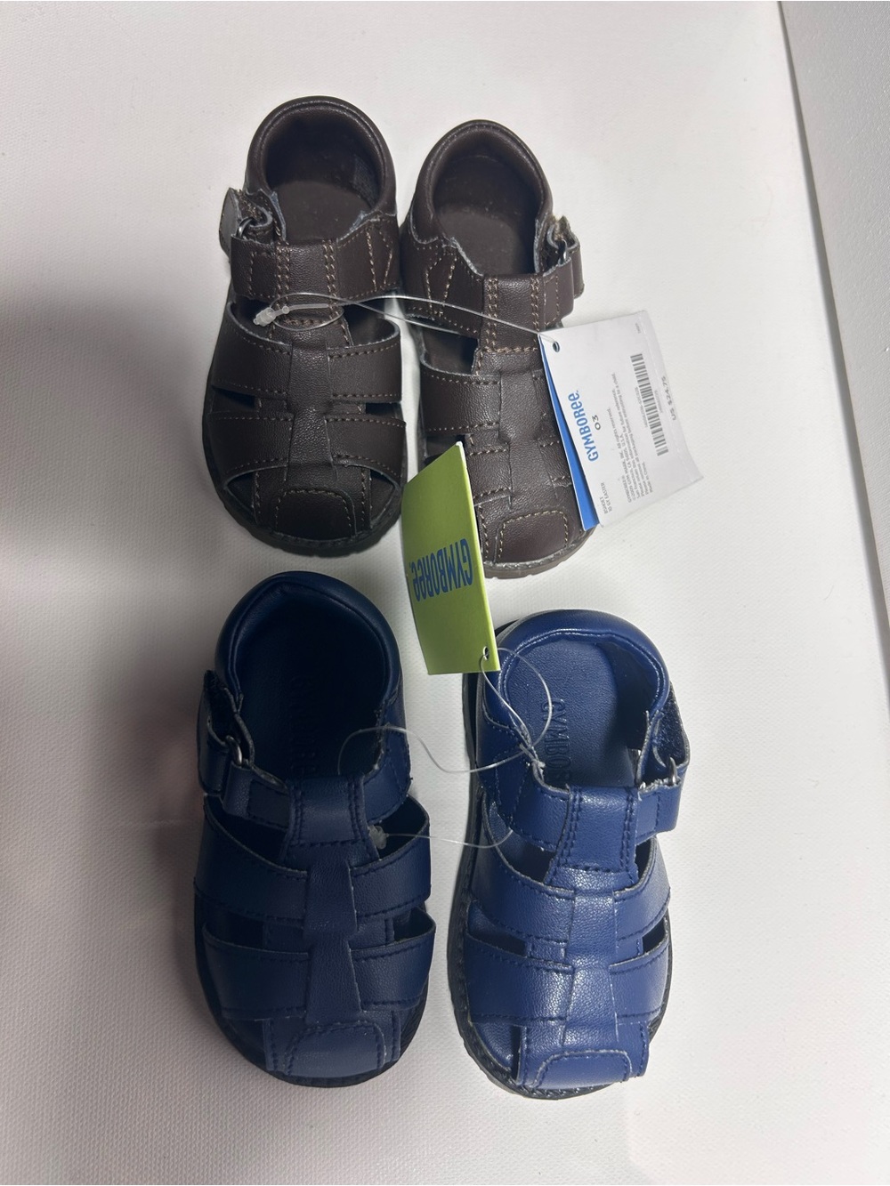 2 Pairs Gymboree Fisherman Navy Blue and Dark Brown Kids Sandals 3T